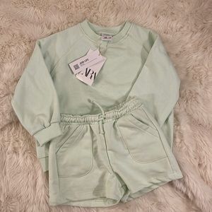 Zara Seafoam Sweatshirt & Short Matching Set